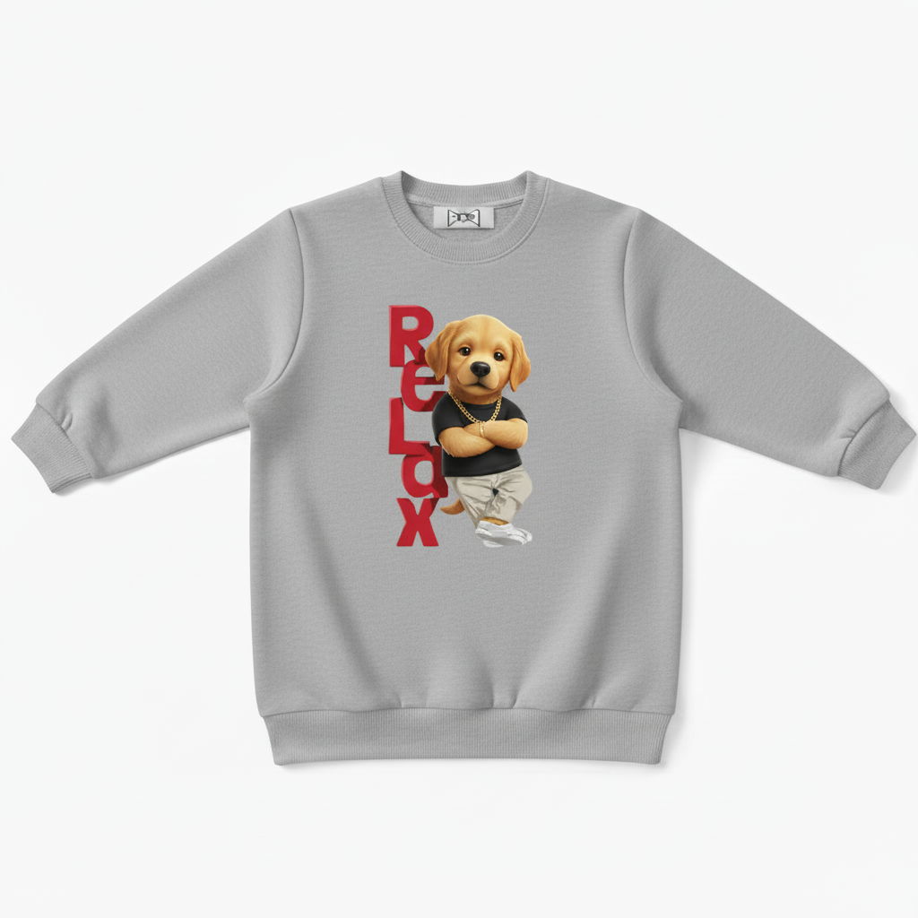 Relax Cool Golden Puppy Streetwear Crewneck C1104