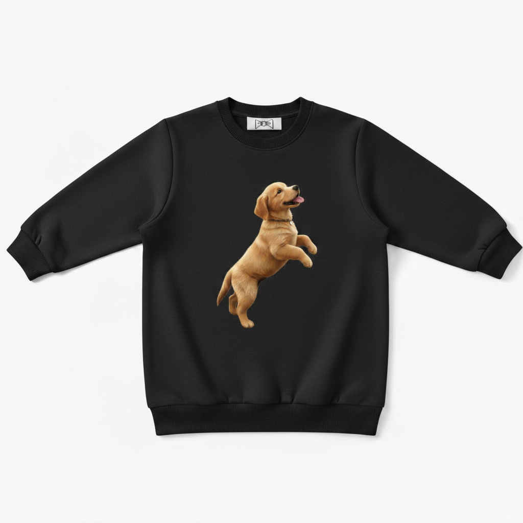 Jumping Labrador Puppy Realistic Graphic Crewneck C1107