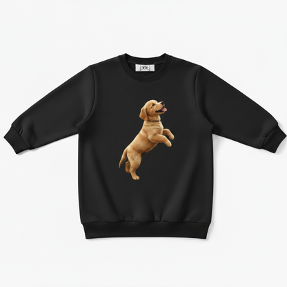Jumping Labrador Puppy Realistic Graphic Crewneck C1107