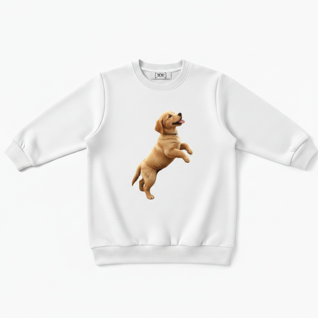 Jumping Labrador Puppy Realistic Graphic Crewneck C1107