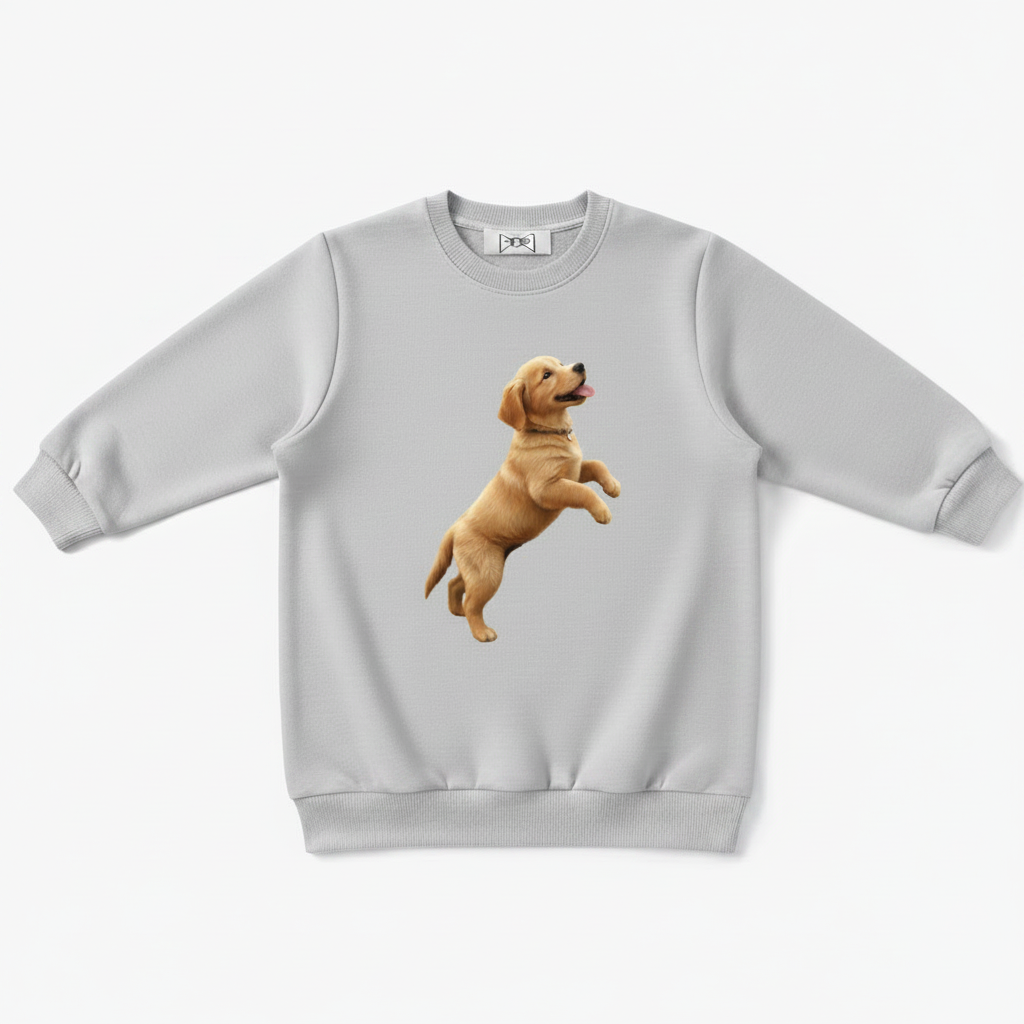 Jumping Labrador Puppy Realistic Graphic Crewneck C1107