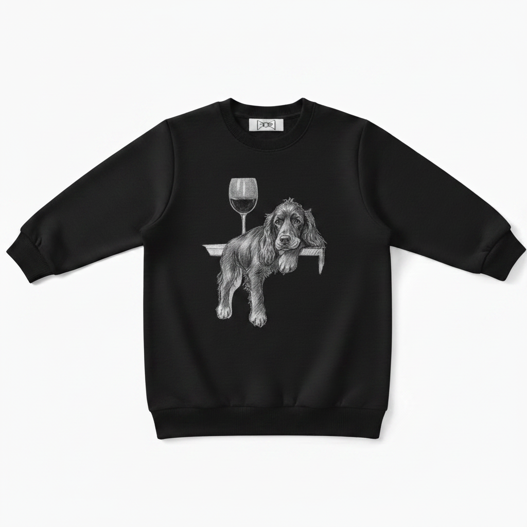Cocker Spaniel Red Wine Sketch Crewneck C1108