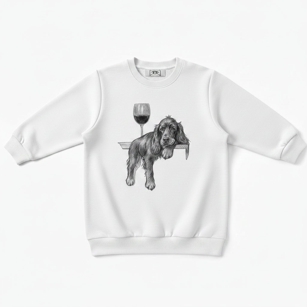 Cocker Spaniel Red Wine Sketch Crewneck C1108