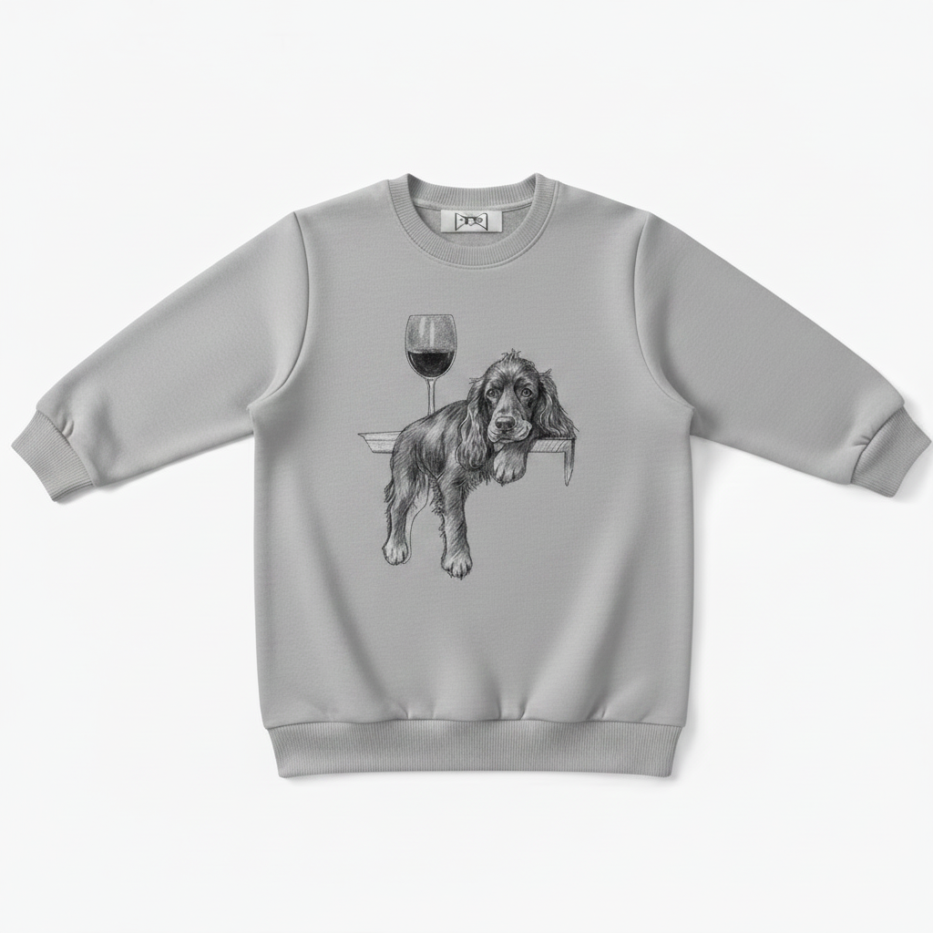 Cocker Spaniel Red Wine Sketch Crewneck C1108