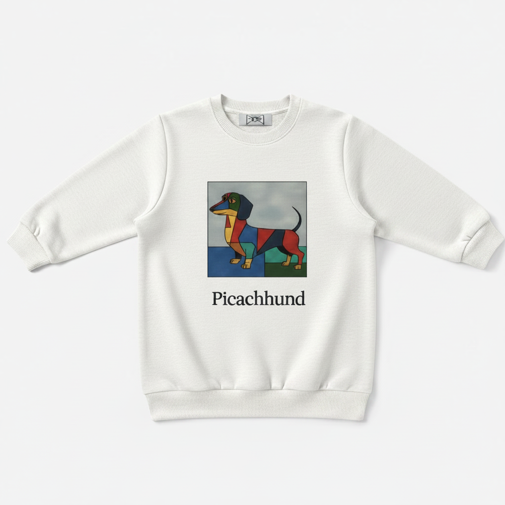 Picachhund Cubist Dachshund Art Crewneck C1111