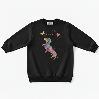 Floral Dachshund Butterfly Heart Boho Crewneck C1113