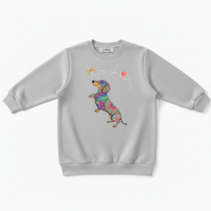 Floral Dachshund Butterfly Heart Boho Crewneck C1113