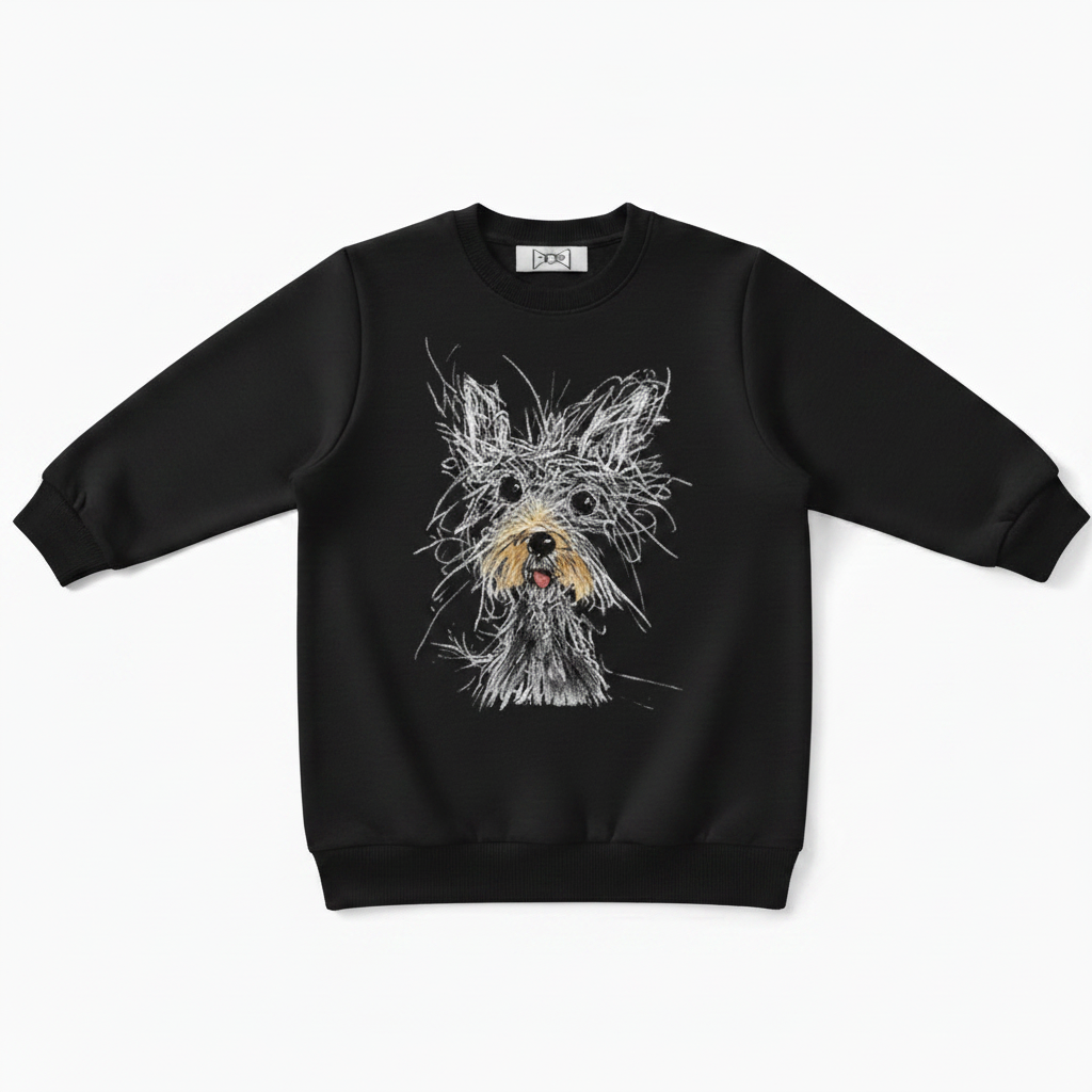 Schnauzer Chalk Sketch Portrait Graphic Crewneck C1112