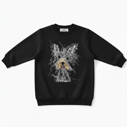 Schnauzer Chalk Sketch Portrait Graphic Crewneck C1112