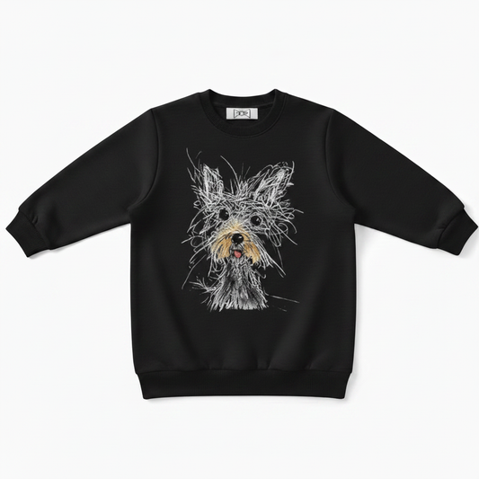 Schnauzer Chalk Sketch Portrait Graphic Crewneck C1112