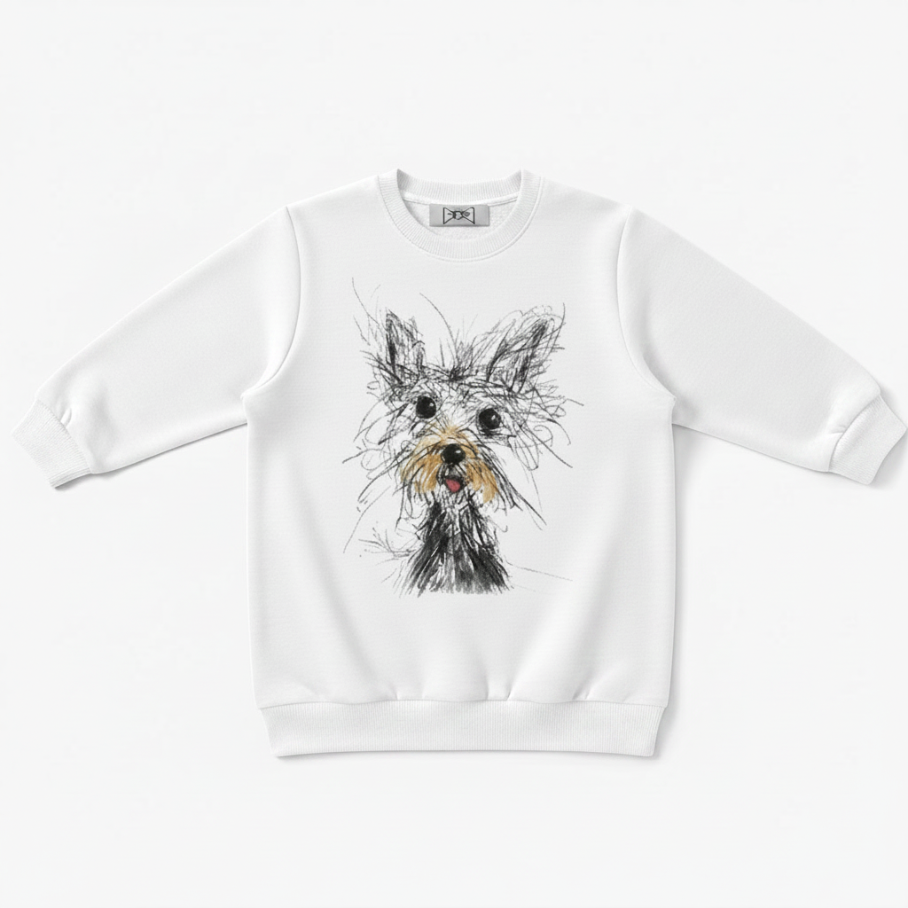 Schnauzer Chalk Sketch Portrait Graphic Crewneck C1112