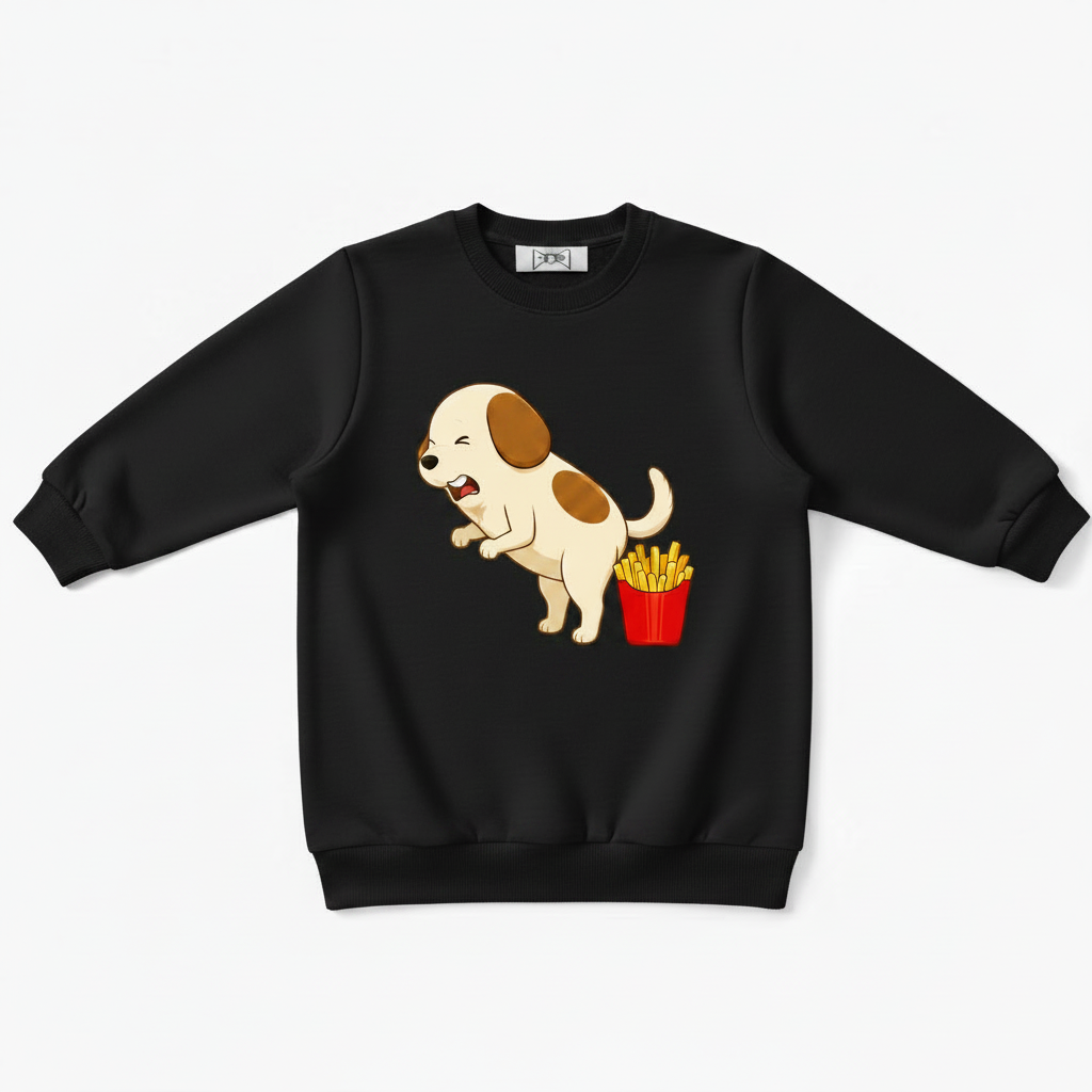 Excited Puppy French Fries Funny Crewneck C1122
