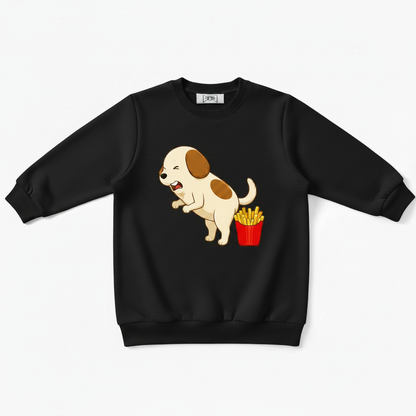 Excited Puppy French Fries Funny Crewneck C1122