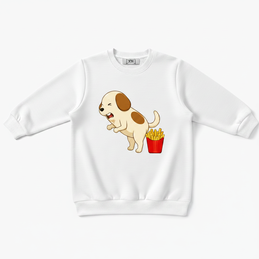 Excited Puppy French Fries Funny Crewneck C1122