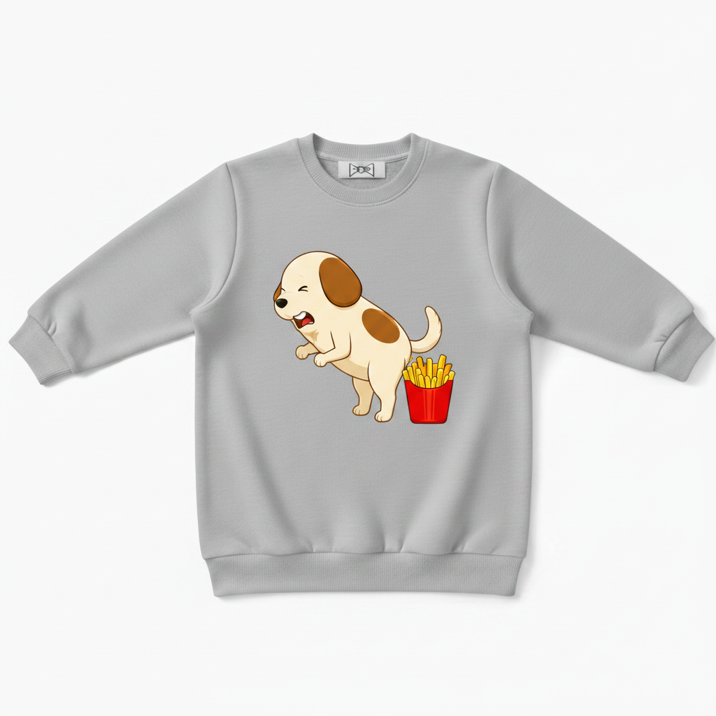 Excited Puppy French Fries Funny Crewneck C1122