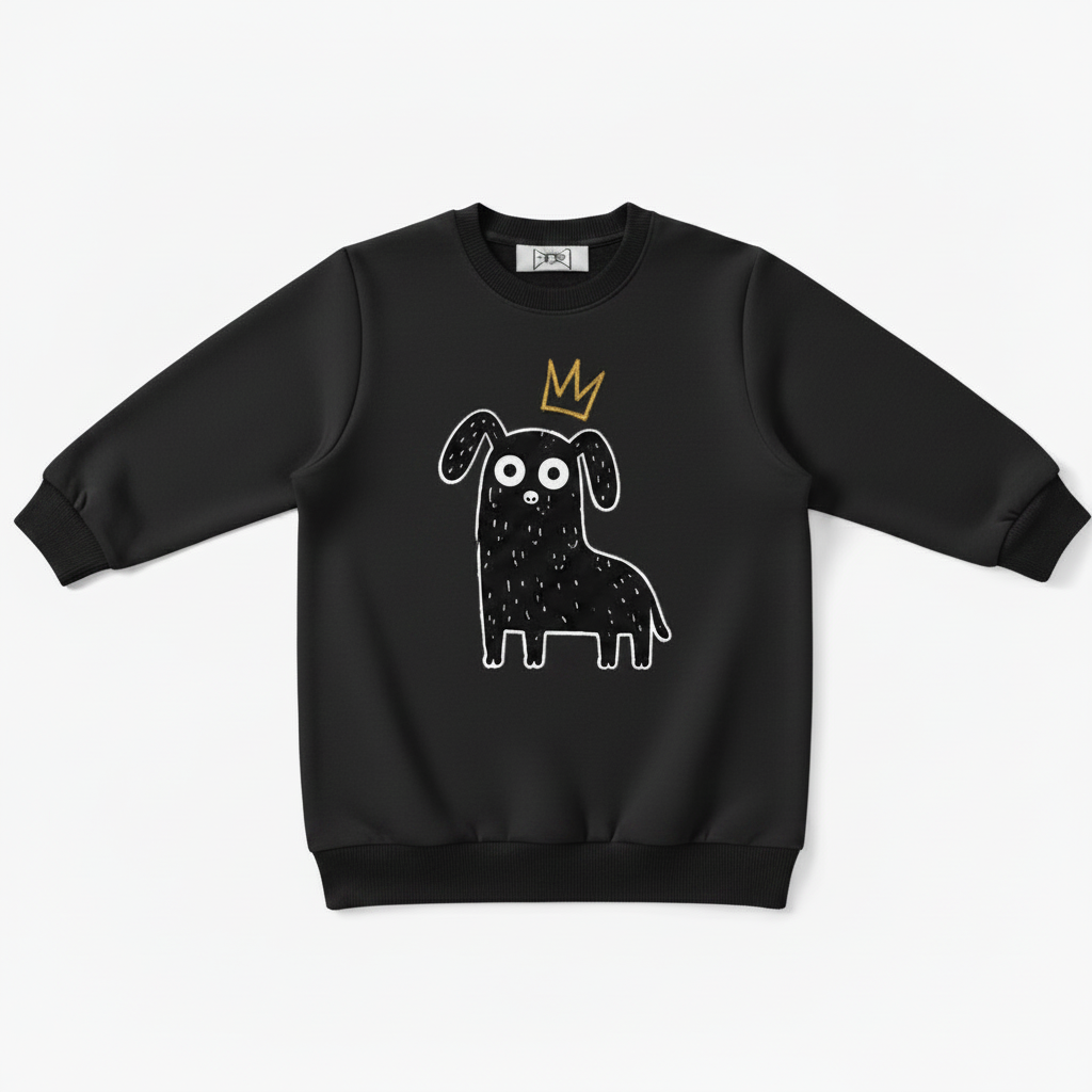King Dog Crown Doodle Art Crewneck C1123