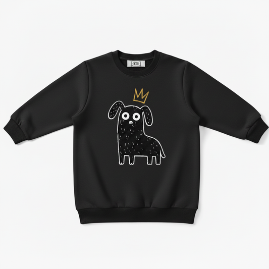 King Dog Crown Doodle Art Crewneck C1123