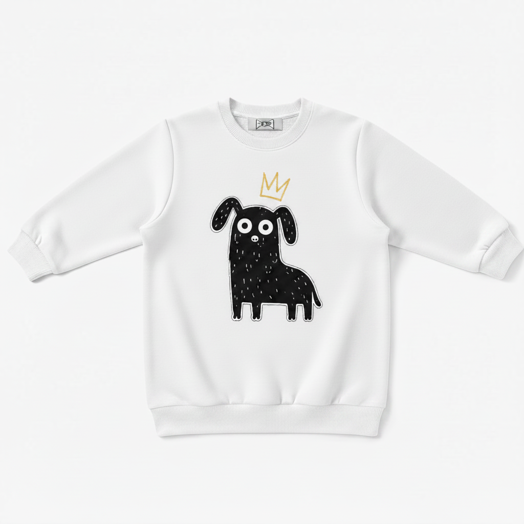 King Dog Crown Doodle Art Crewneck C1123