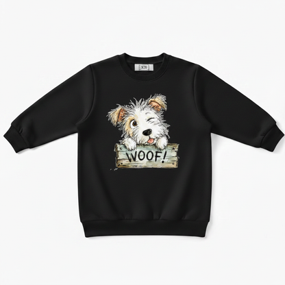 Woof Fluffy Puppy Wood Sign Crewneck C1130