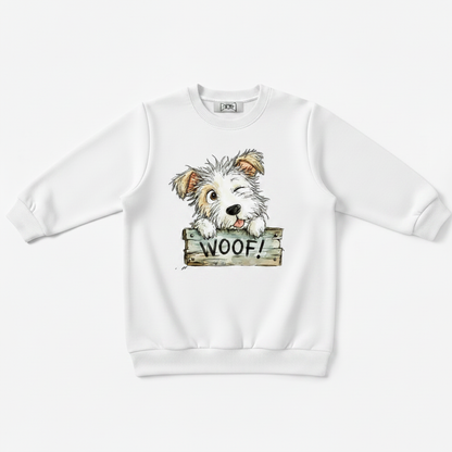 Woof Fluffy Puppy Wood Sign Crewneck C1130