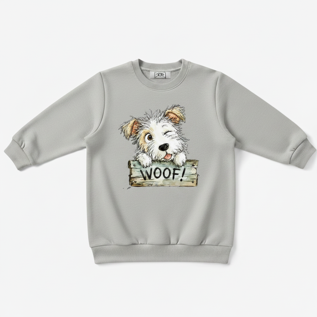 Woof Fluffy Puppy Wood Sign Crewneck C1130