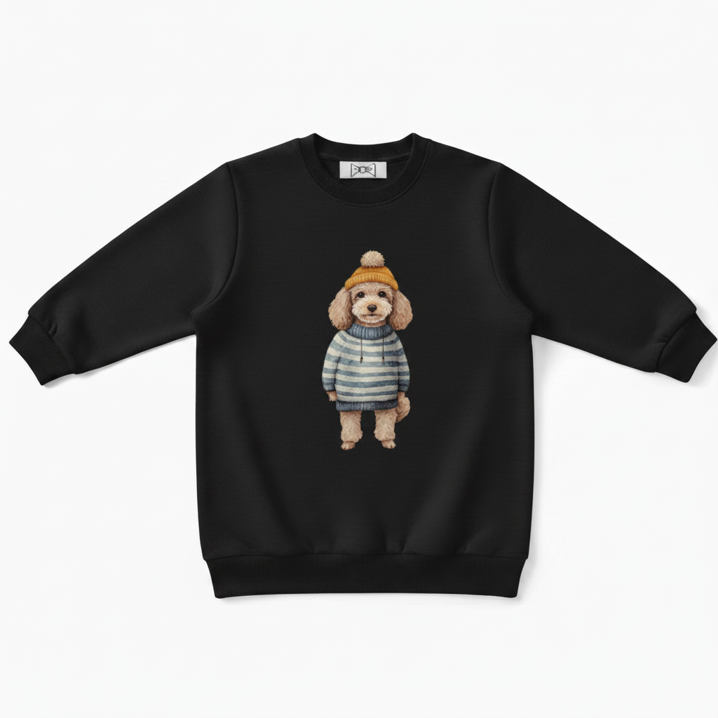 Cozy Poodle Yellow Hat Stripe Sweater Crewneck C1088