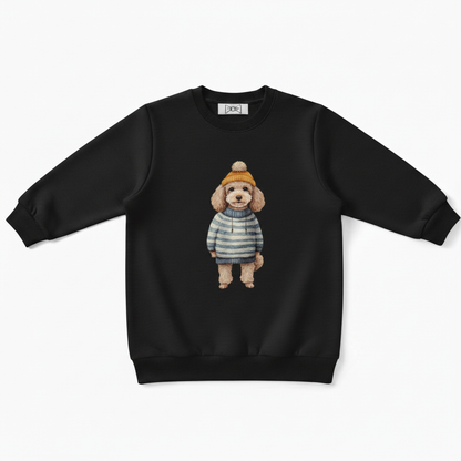 Cozy Poodle Yellow Hat Stripe Sweater Crewneck C1088