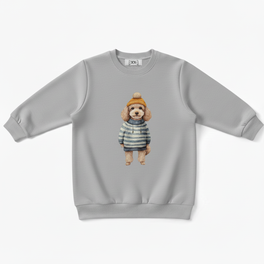 Cozy Poodle Yellow Hat Stripe Sweater Crewneck C1088
