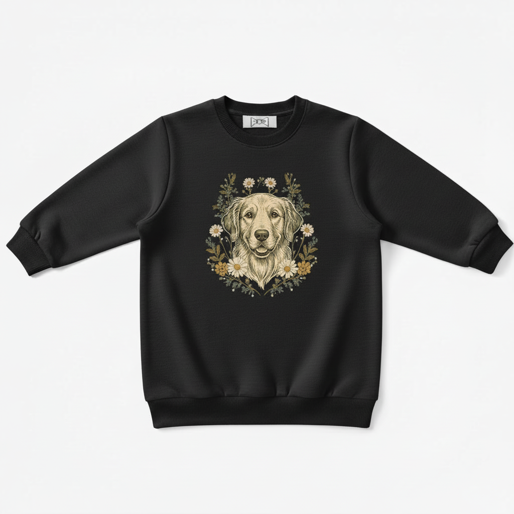 Golden Retriever Floral Daisy Graphic Crewneck C1090