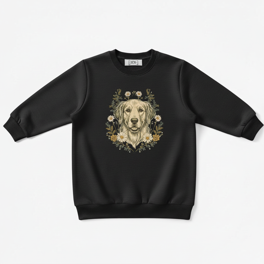 Golden Retriever Floral Daisy Graphic Crewneck C1090