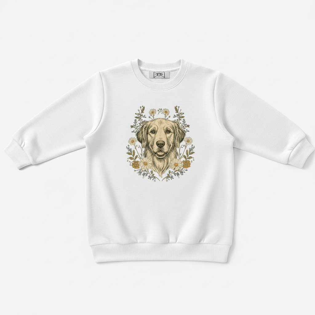 Golden Retriever Floral Daisy Graphic Crewneck C1090
