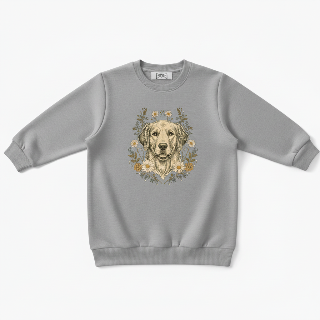 Golden Retriever Floral Daisy Graphic Crewneck C1090