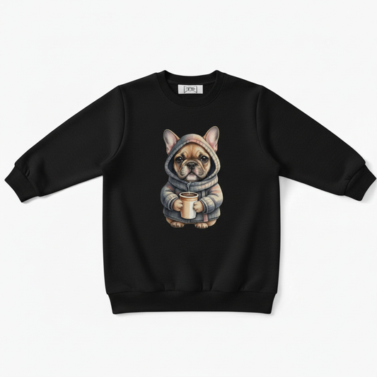 Cozy Frenchie Coffee Lover Dog Gift Crewneck C1091