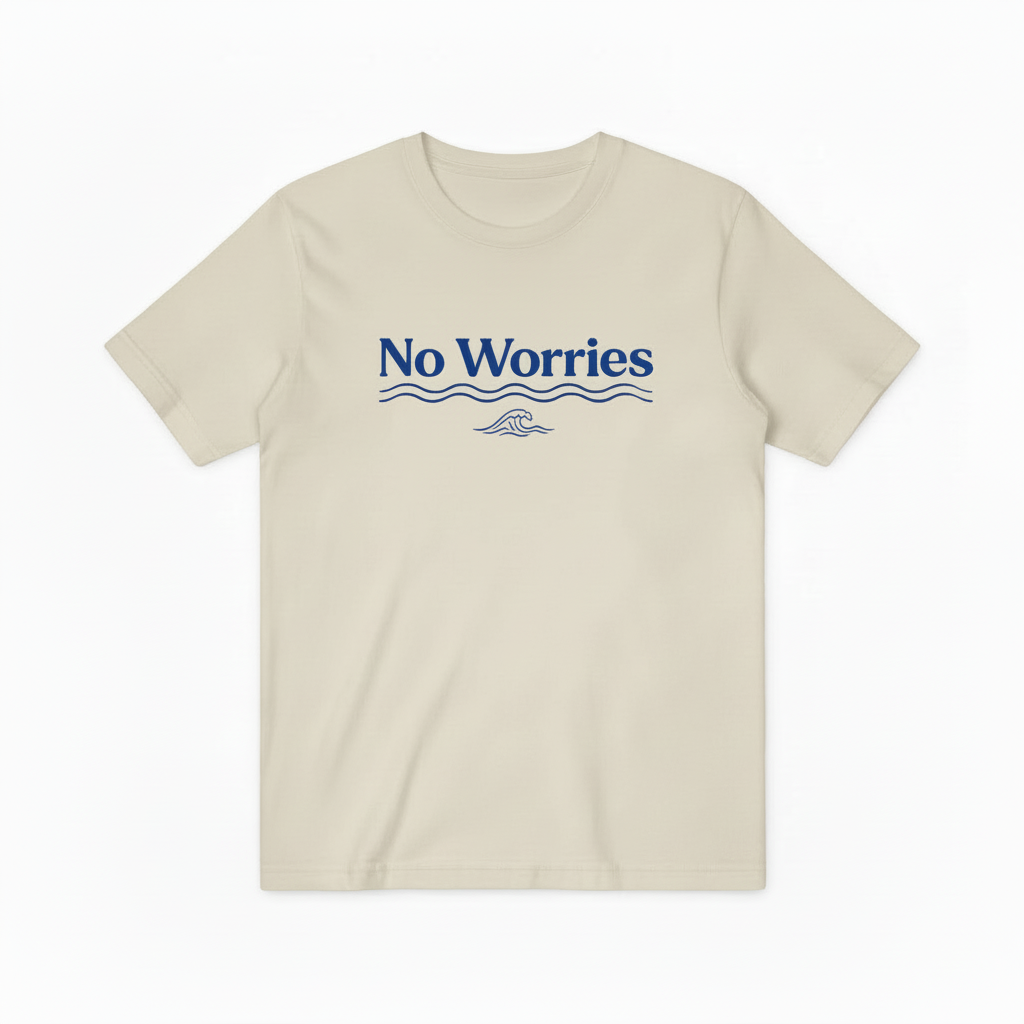 No Worries Ocean Wave Minimalist Graphic T-Shirt T6006