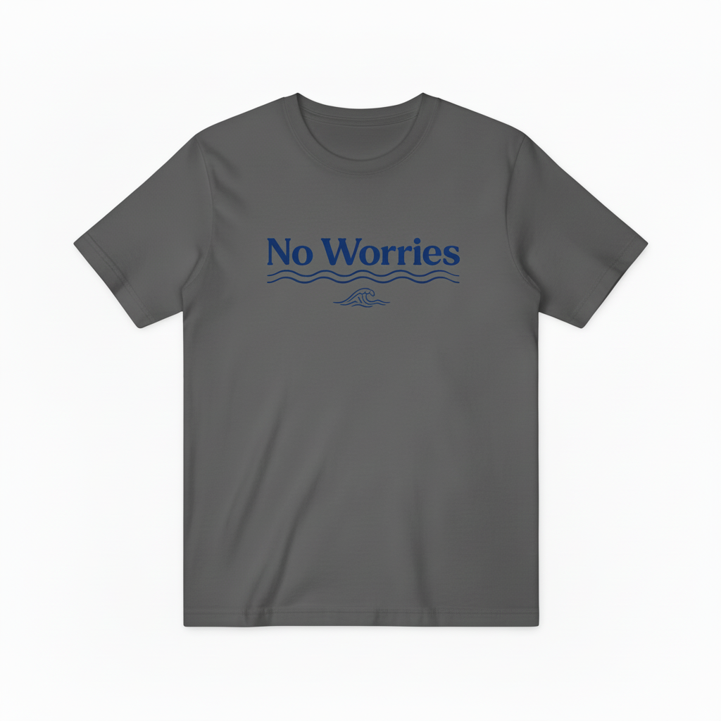No Worries Ocean Wave Minimalist Graphic T-Shirt T6006
