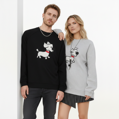Pixel Art Dog Red Collar Graphic Crewneck C1021