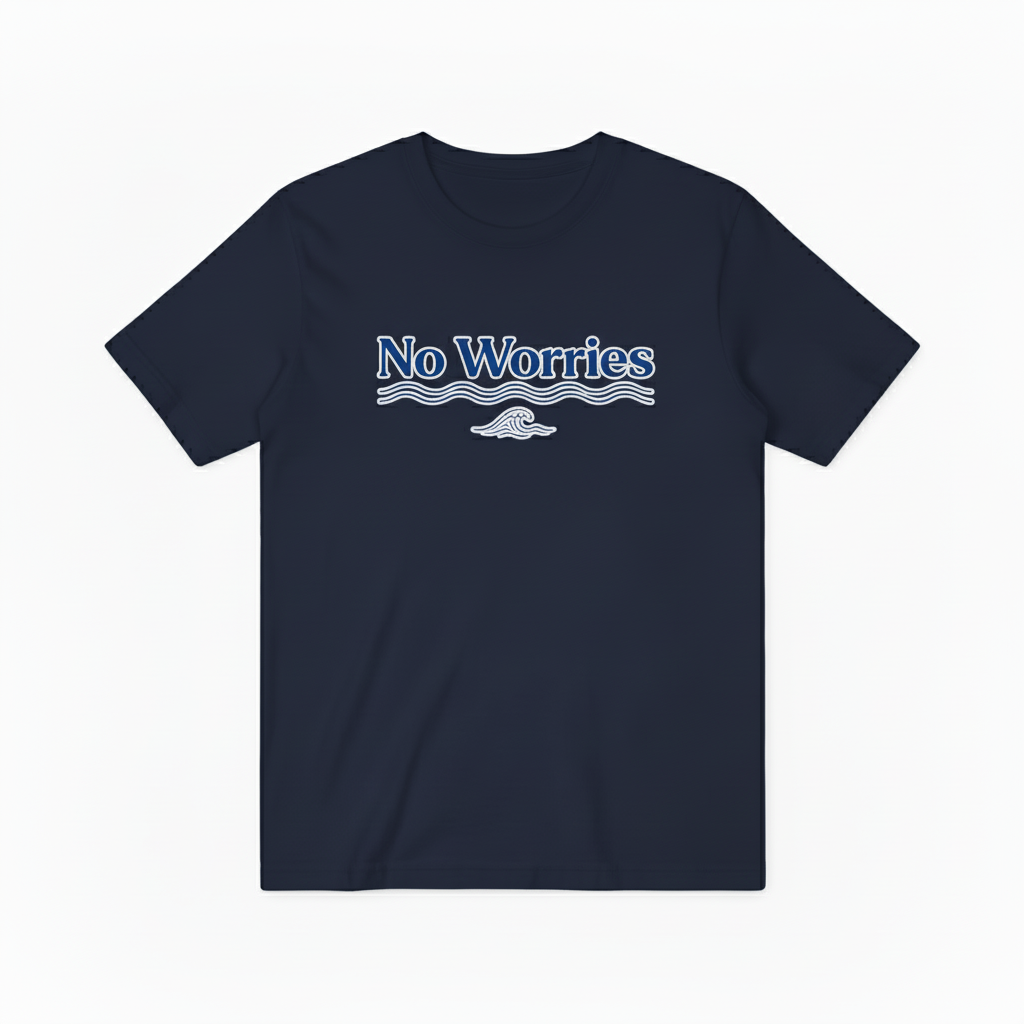 No Worries Ocean Wave Minimalist Graphic T-Shirt T6006