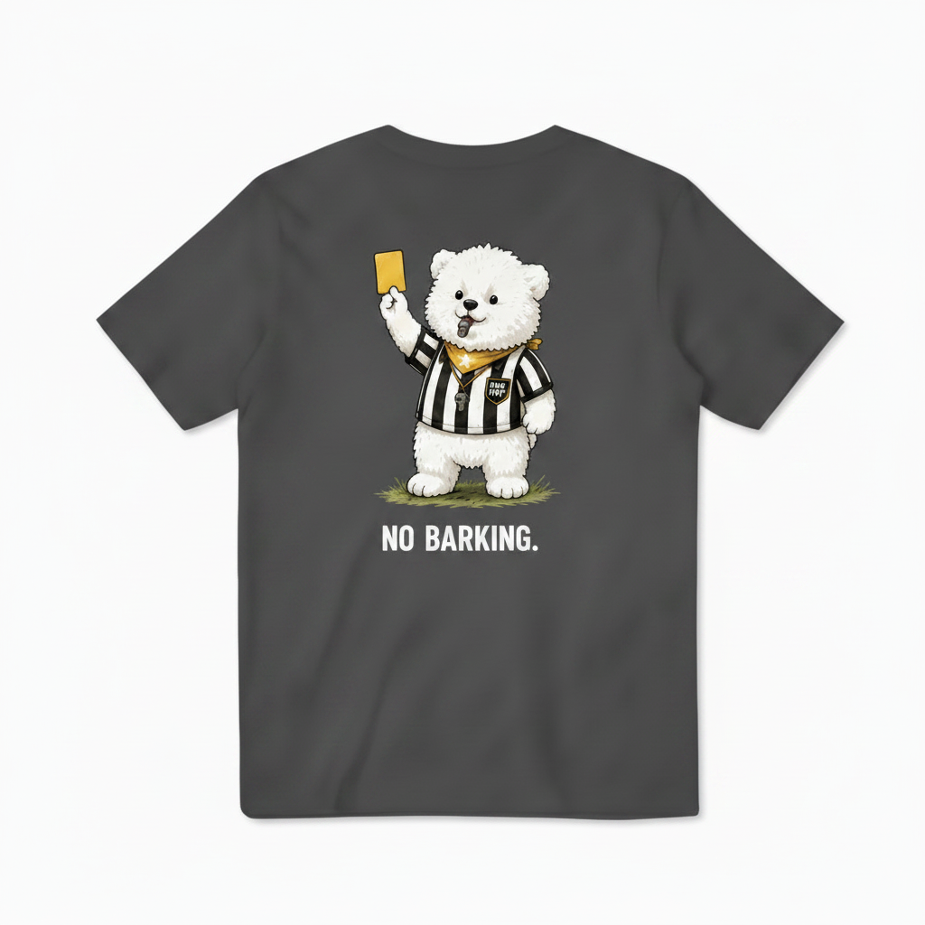 No Barking Fluffy Dog Soccer Referee Graphic Tee