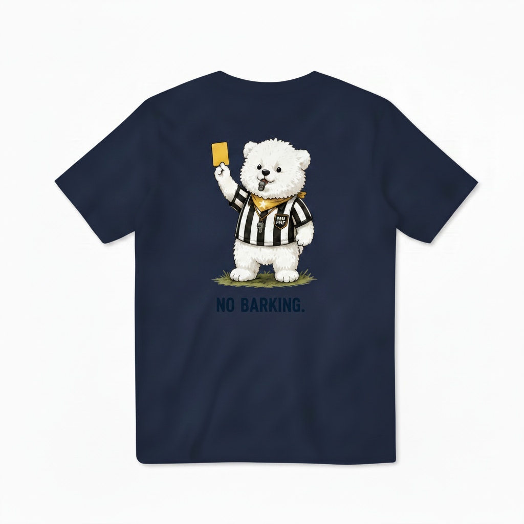 No Barking Fluffy Dog Soccer Referee Graphic Tee