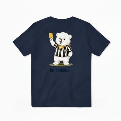 No Barking Fluffy Dog Soccer Referee Graphic Tee