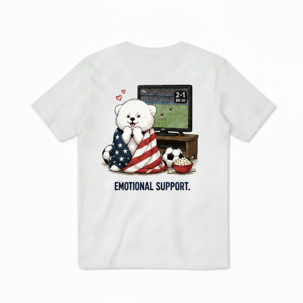 Emotional Support Fluffy Dog Soccer Fan Graphic Tee