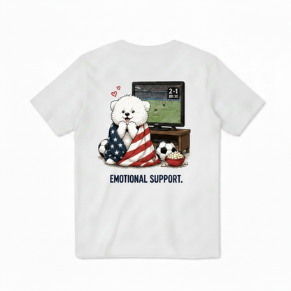 Emotional Support Fluffy Dog Soccer Fan Graphic Tee