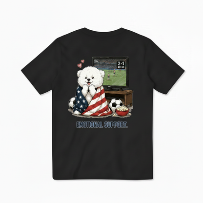 Emotional Support Fluffy Dog Soccer Fan Graphic Tee