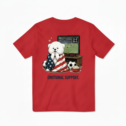 Emotional Support Fluffy Dog Soccer Fan Graphic Tee