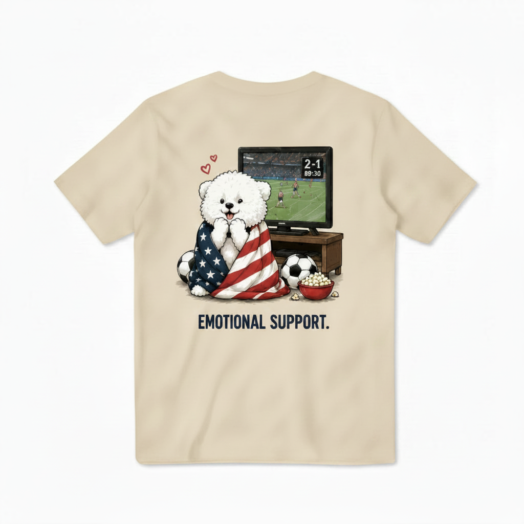 Emotional Support Fluffy Dog Soccer Fan Graphic Tee