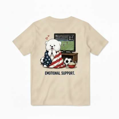 Emotional Support Fluffy Dog Soccer Fan Graphic Tee