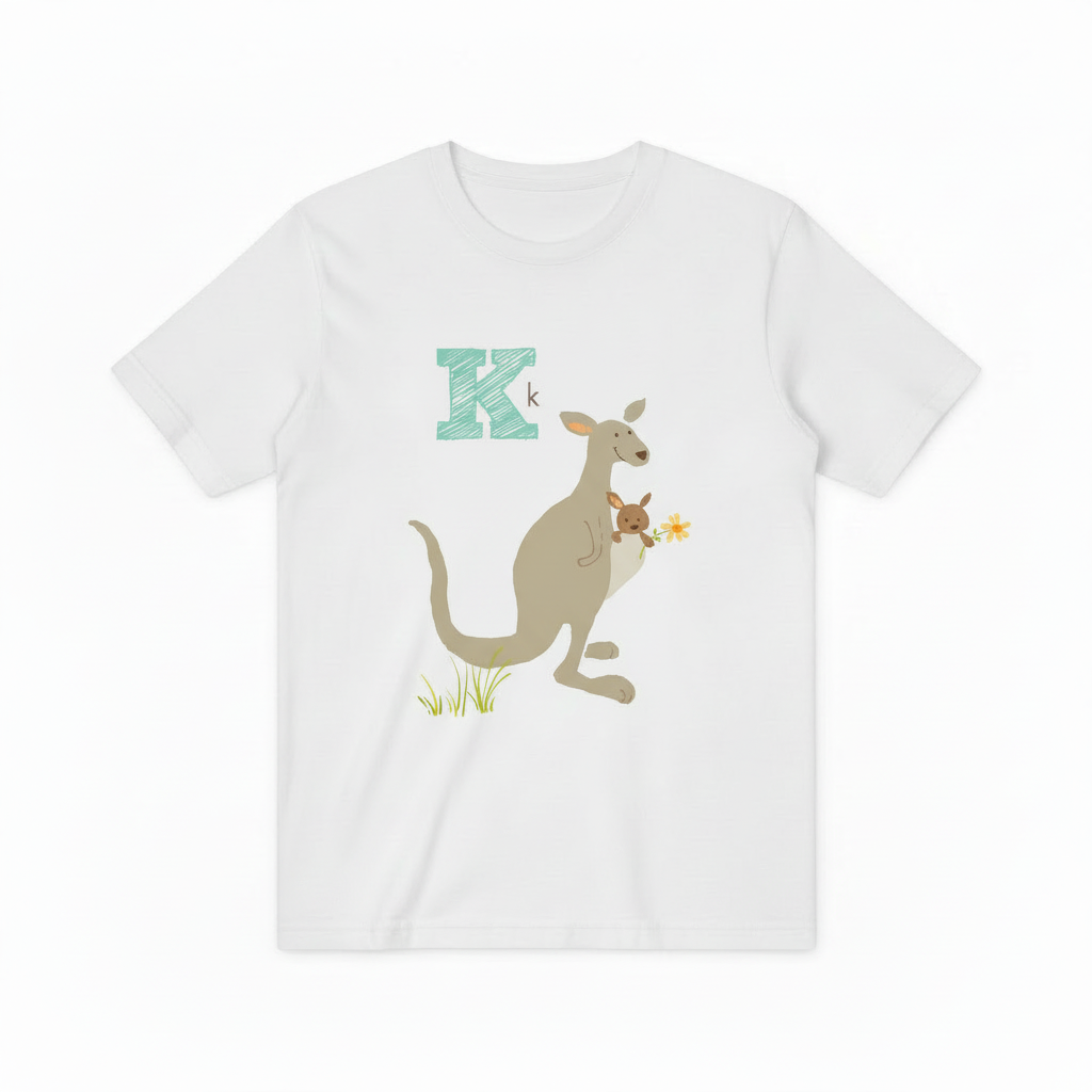 Cute Kangaroo Family Letter K Animal Lover Gift Idea T-Shirt T6007