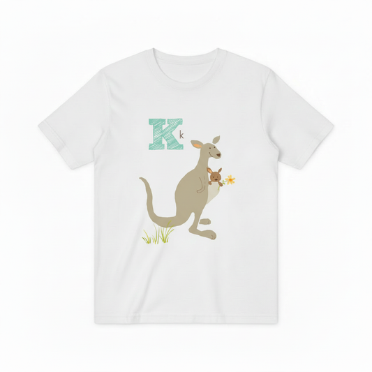 Cute Kangaroo Family Letter K Animal Lover Gift Idea T-Shirt T6007