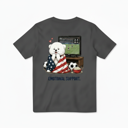 Emotional Support Fluffy Dog Soccer Fan Graphic Tee