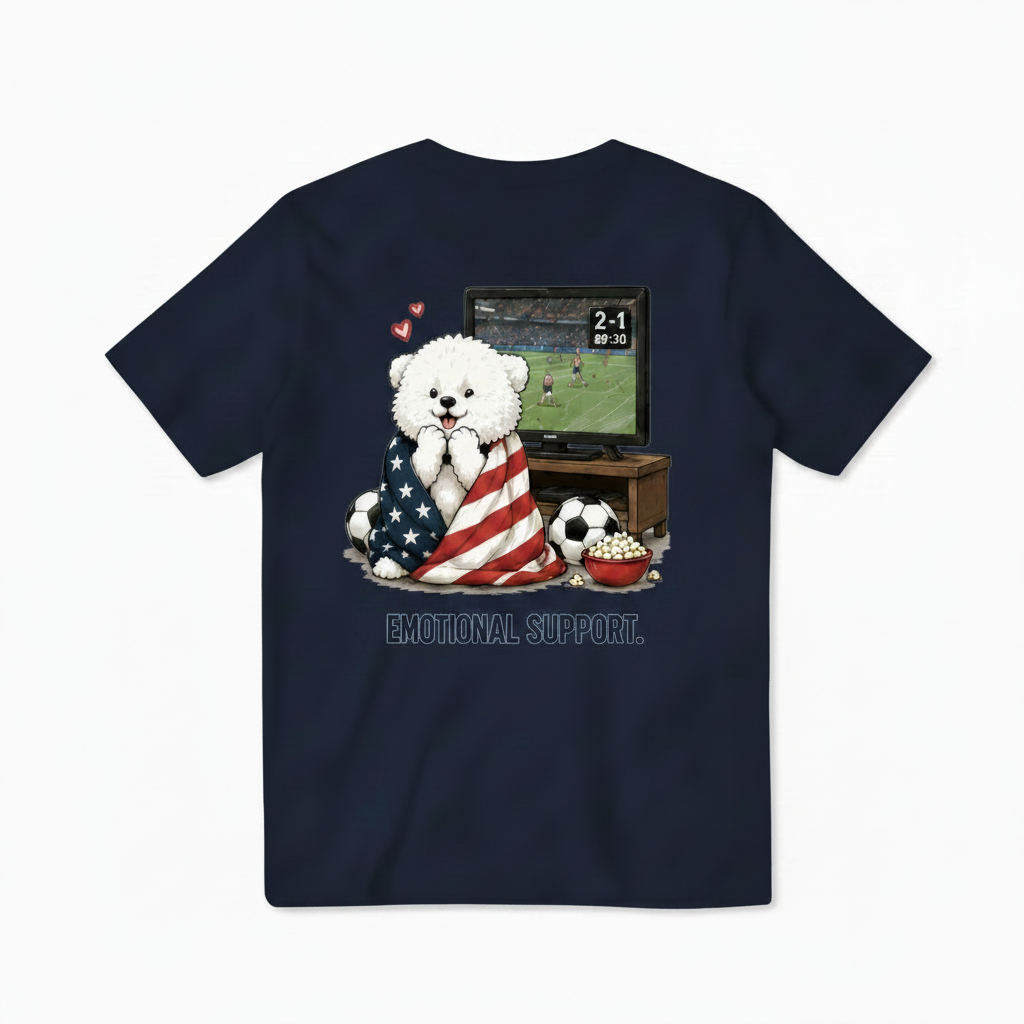 Emotional Support Fluffy Dog Soccer Fan Graphic Tee
